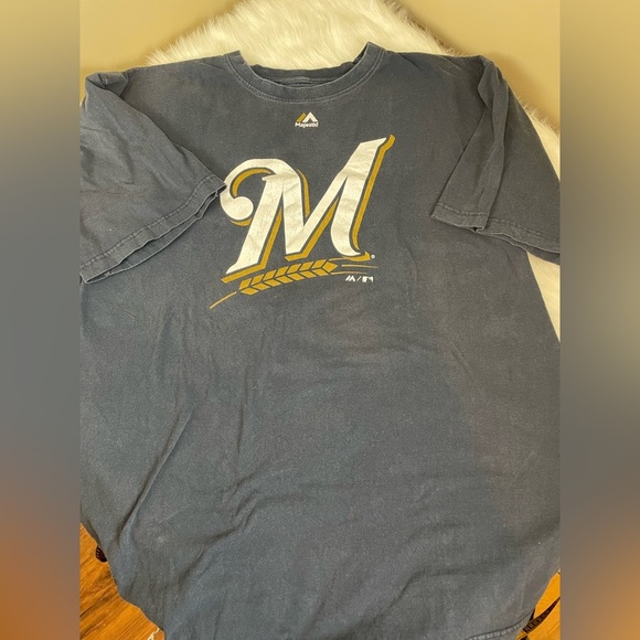 Majestic Milwaukee brewers Navy Blue Graphic Tee 4xlt - Picture 4 of 8